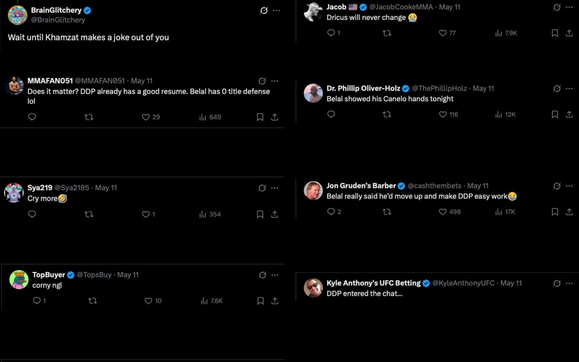 Screenshot of fan reactions to the post.